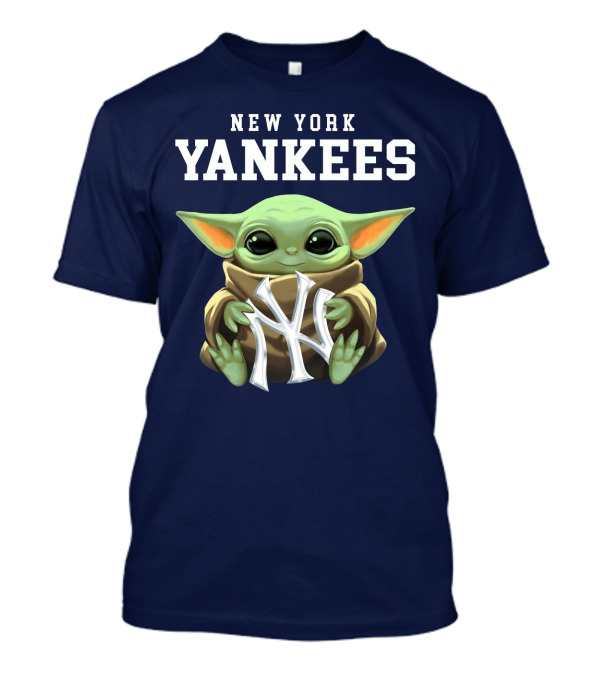 New York Yankees Baby Yoda Holding NY T-Shirt