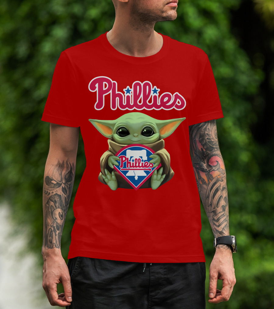 Phillies Baby Yoda Holding Phillies T-Shirt