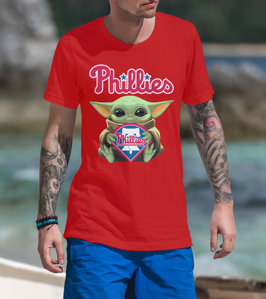 Phillies Baby Yoda Holding Phillies T-Shirt
