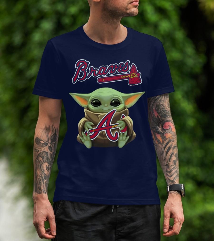 Braves BabyYoda Holding Atlanta Braves T-Shirt