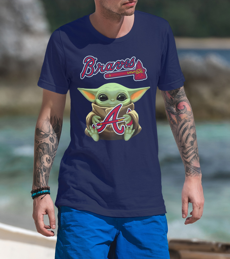 Braves BabyYoda Holding Atlanta Braves T-Shirt