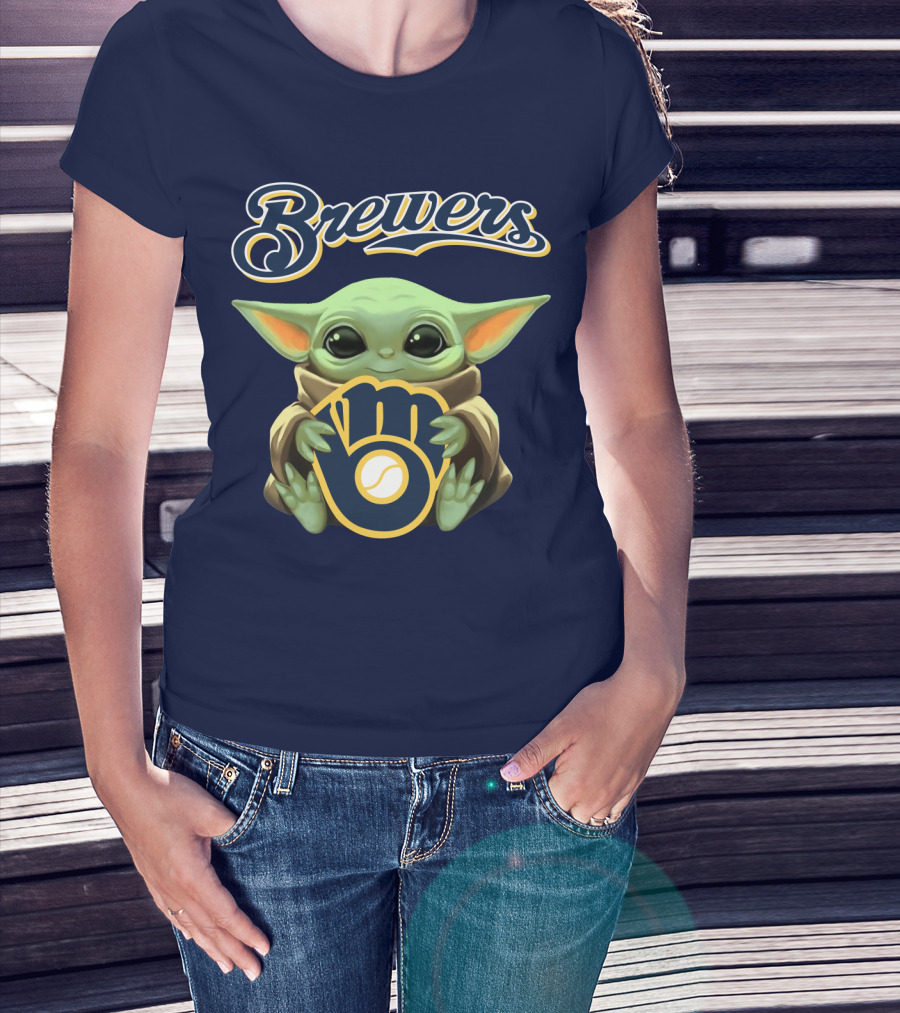 Brewers Baby Yoda Holding Milwaukee T-Shirt