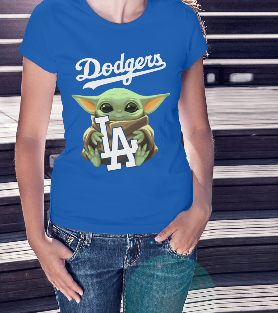 Dodgers Baby Yoda Holding La Team T-Shirt