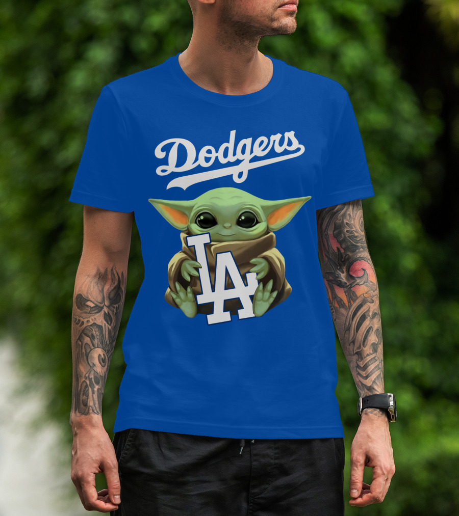 Dodgers Baby Yoda Holding La Team T-Shirt