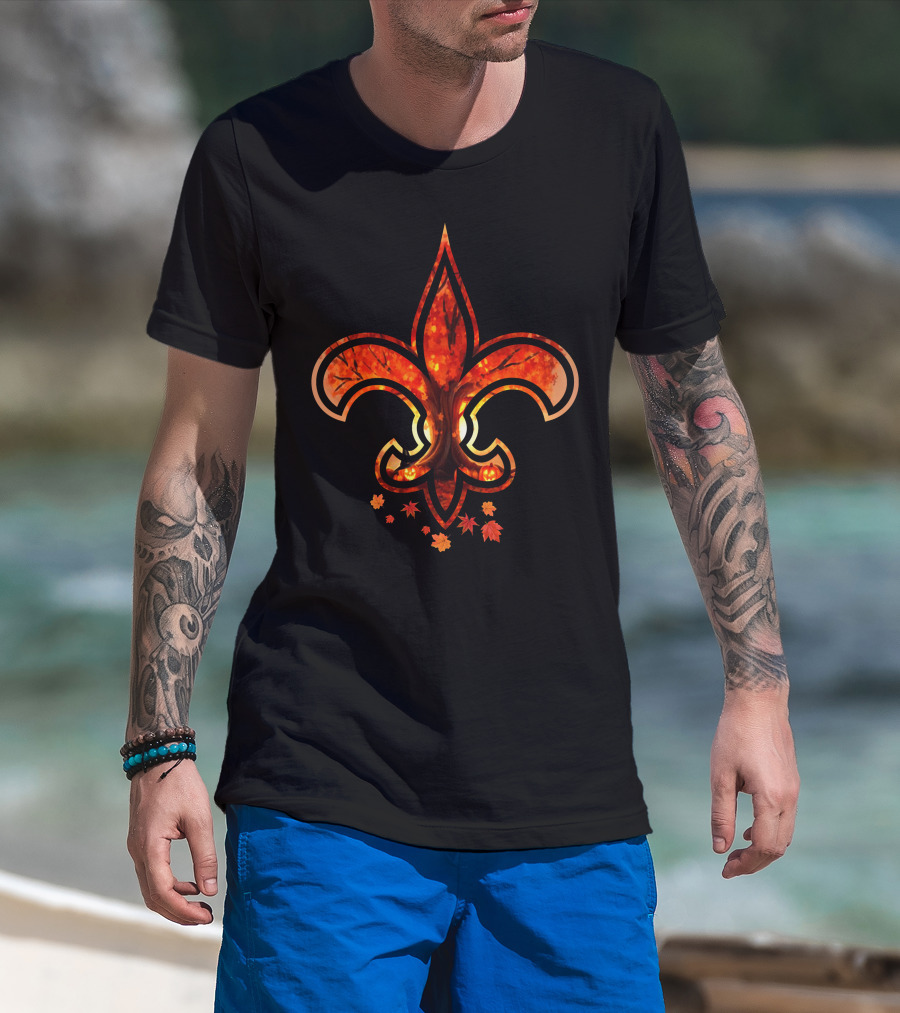 Autumn Leaves And Tree Fleur-De-Lis T-Shirt