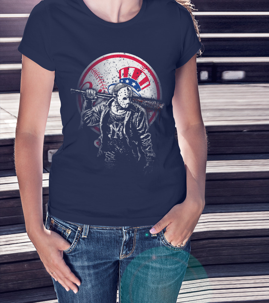 New York Baseball Icon With Mask And Bat T-Shirt