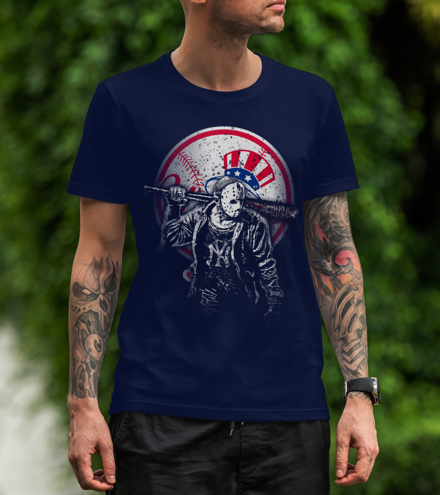 New York Baseball Icon With Mask And Bat T-Shirt