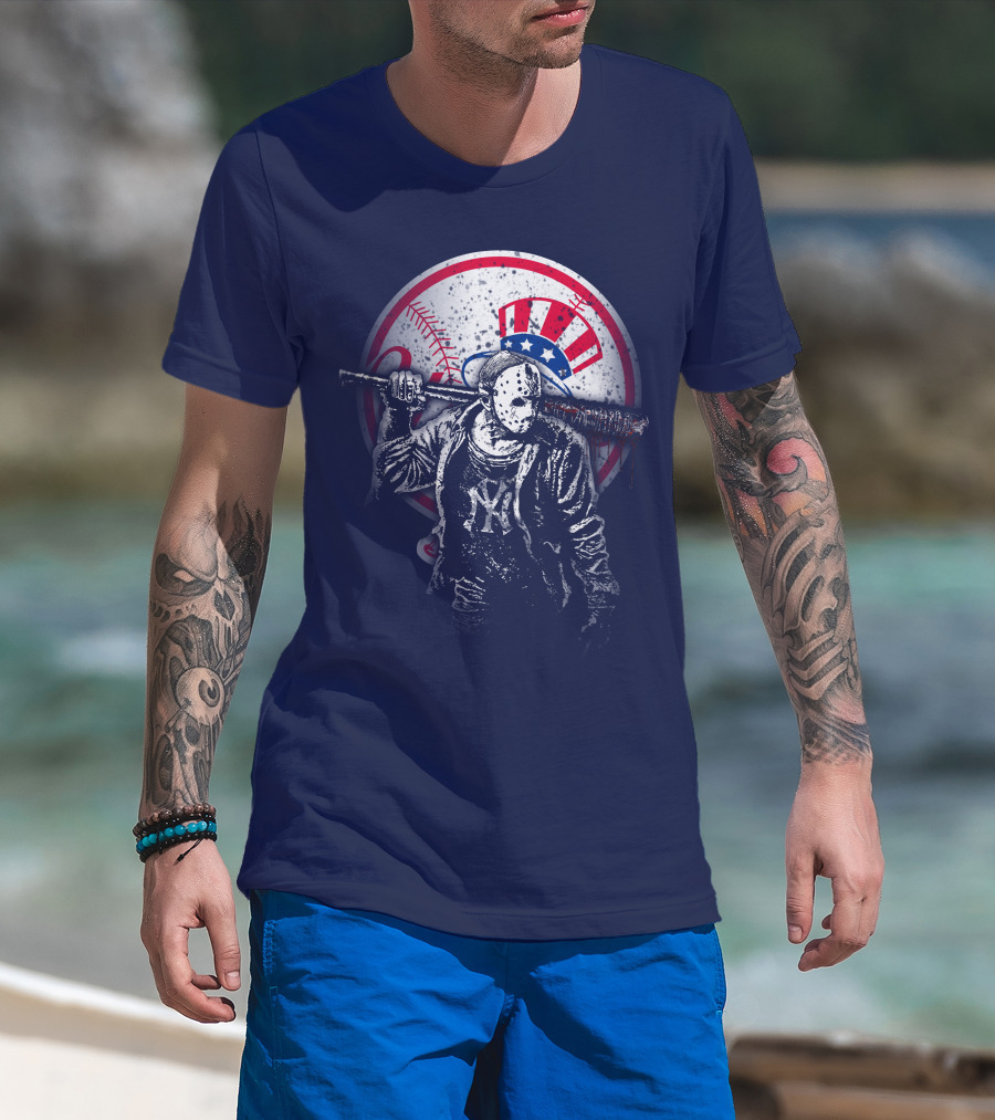 New York Baseball Icon With Mask And Bat T-Shirt