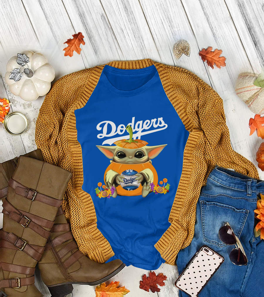 Dodgers Baby Yoda Pumpkin Halloween T-Shirt