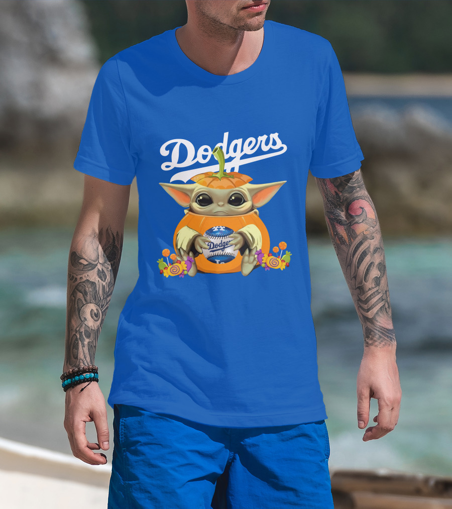 Dodgers Baby Yoda Pumpkin Halloween T-Shirt