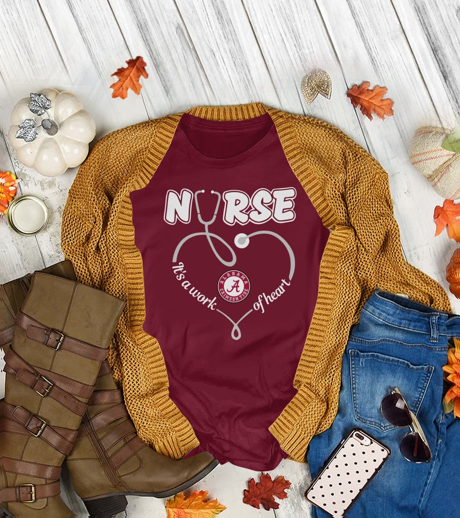 Nurse It's A Work Of Heart Alabama Crimson Tide T-Shirt