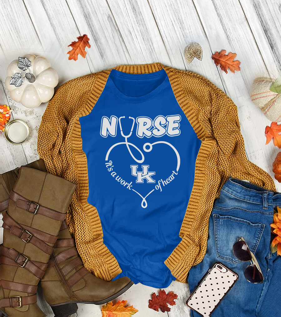 Nurse It's A Work Of Heart Uk Stethoscope T-Shirt