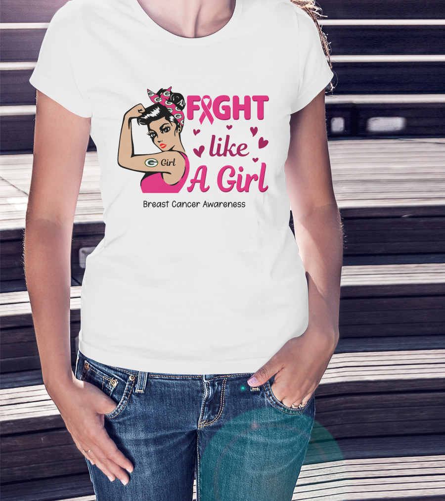 Fight Like A Girl Breast Cancer Awareness Green Bay Packers T-Shirt