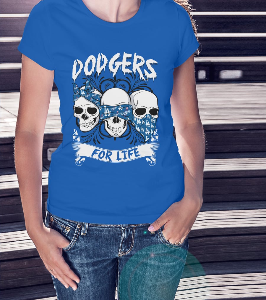 Dodgers For Life La Skulls Bandana T-Shirt