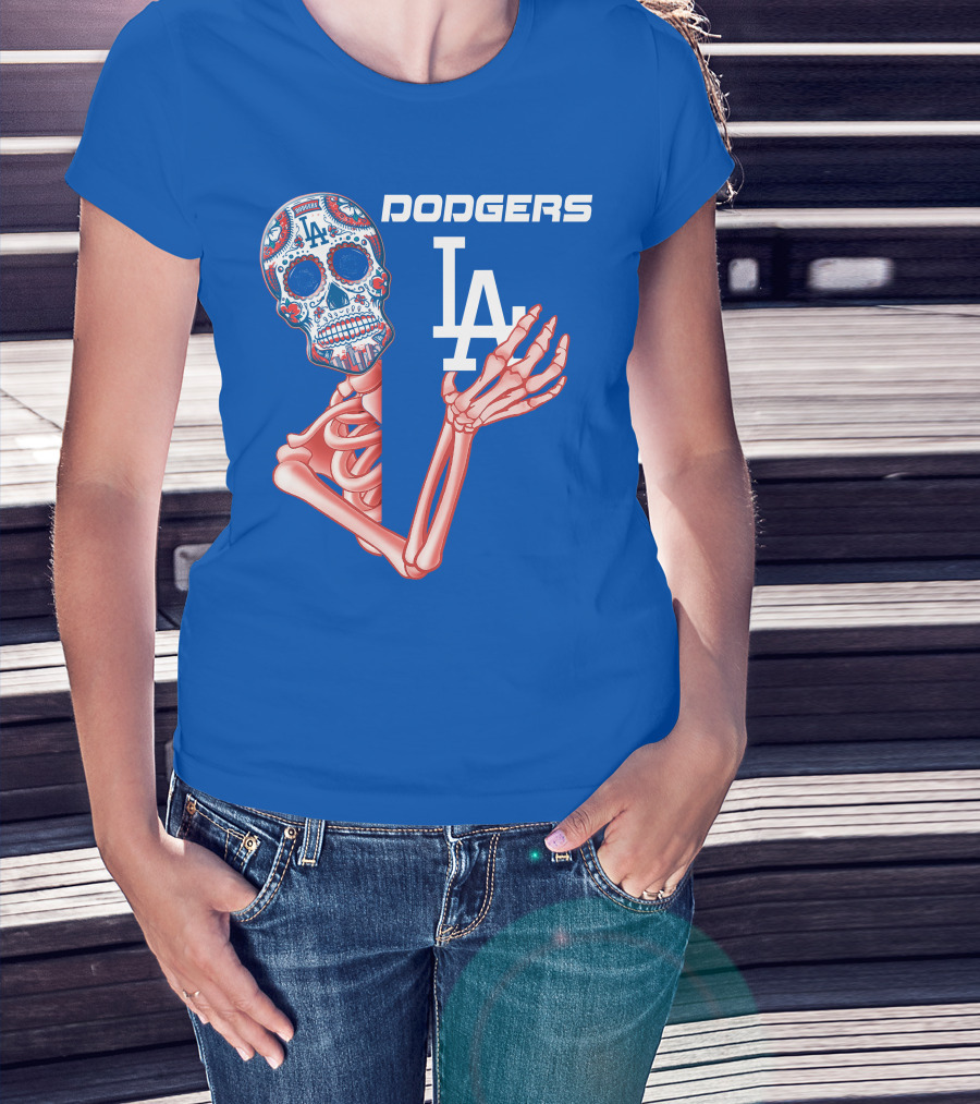 Dodgers La Sugar Skull Skeleton T-Shirt