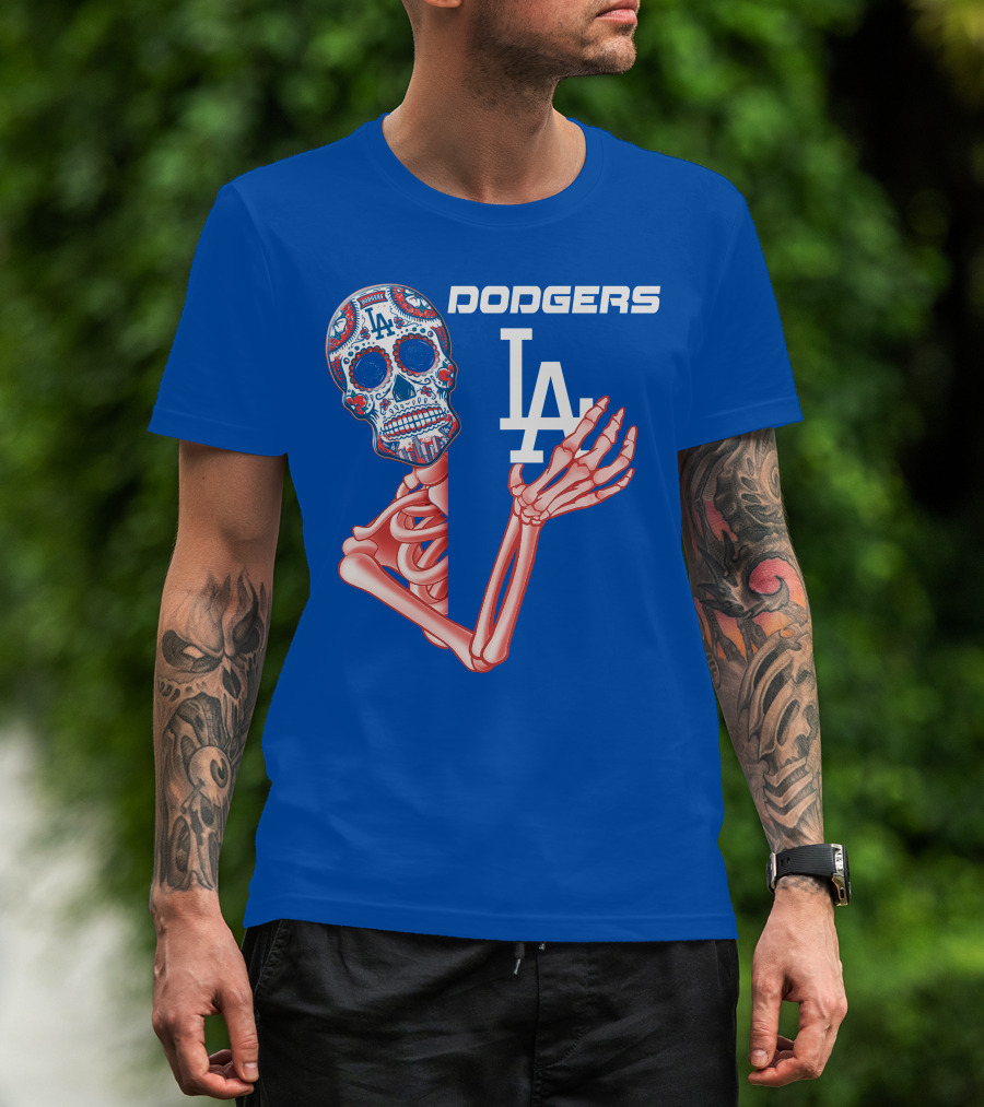 Dodgers La Sugar Skull Skeleton T-Shirt