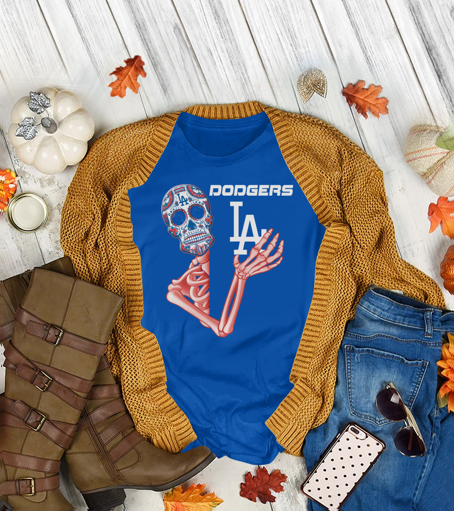 Dodgers La Sugar Skull Skeleton T-Shirt
