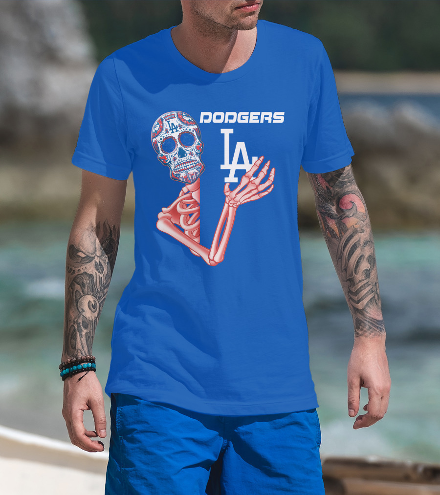 Dodgers La Sugar Skull Skeleton T-Shirt