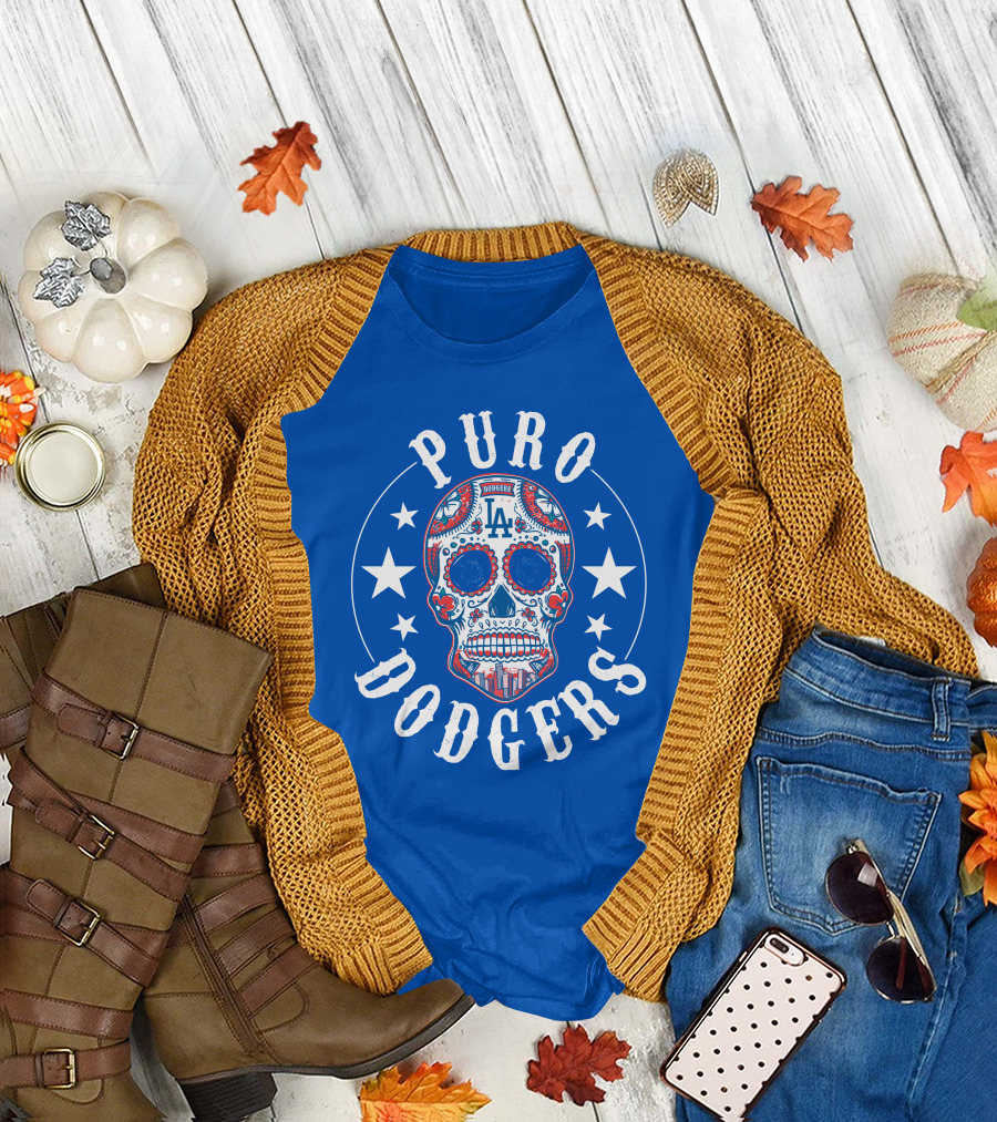Puro Dodgers Día De Los Muertos La Logo T-Shirt