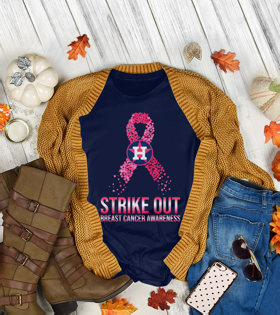 Strike Out Breast Cancer Awareness H Logo Pink Ribbon T-Shirt