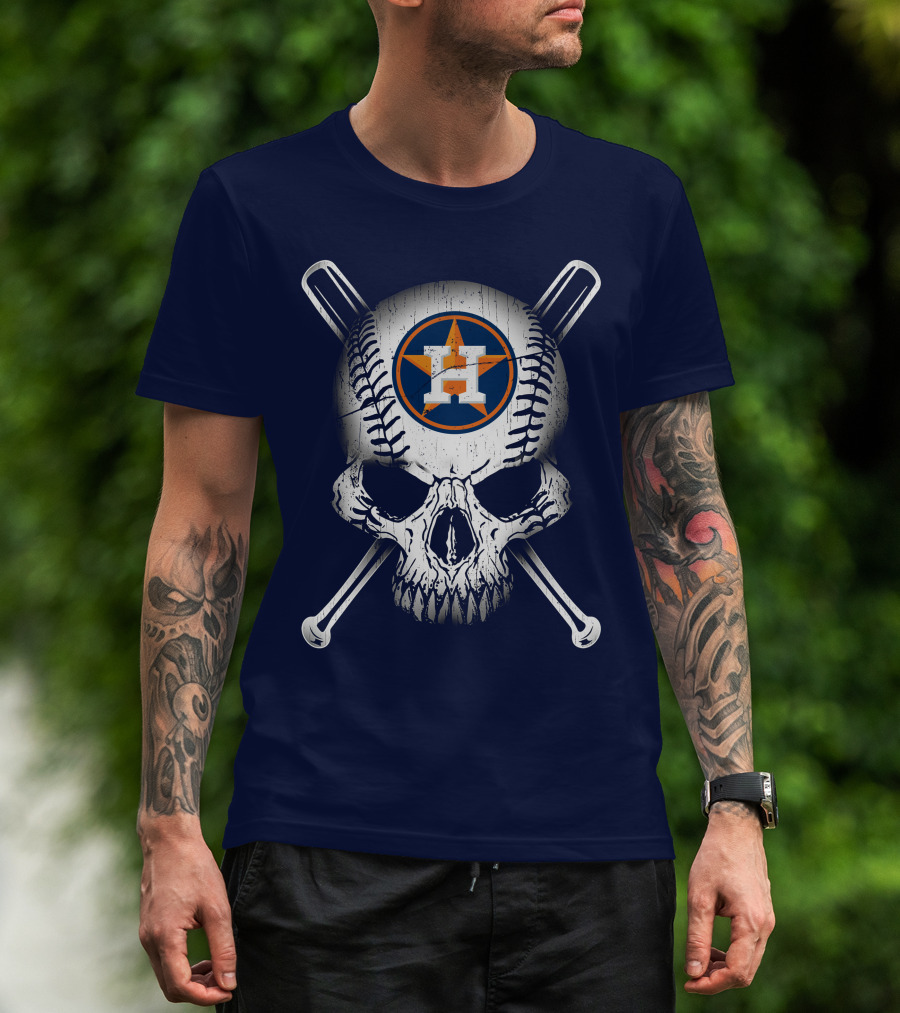 Houston Astros Baseball Skull Crossbones T-Shirt