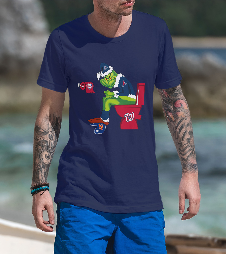Atlanta Braves Grinch With New York Mets And Washington Nationals Logos T-Shirt