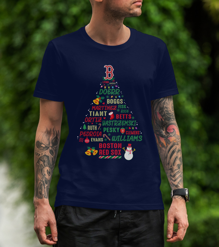 Boston Red Sox Christmas Tree T-Shirt