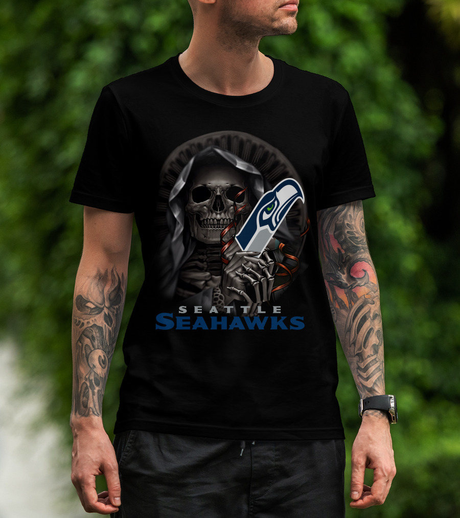 Seattle Seahawks Grim Reaper Holding T-Shirt
