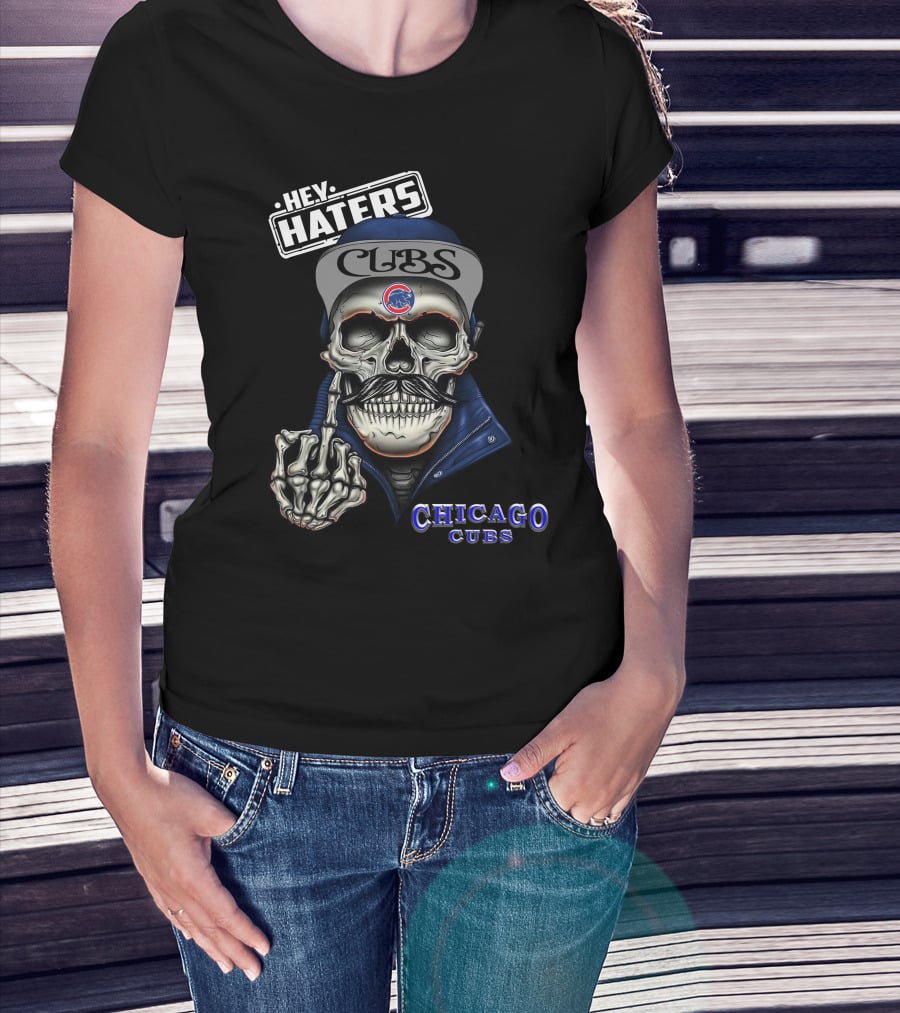 Chicago Cubs Hey Haters Skull Gesture T-Shirt