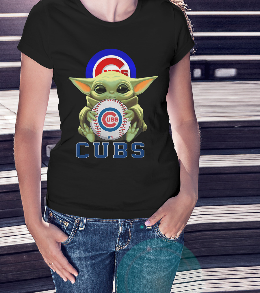 Cubs Baseball Star Wars Yoda Holding Mlb T-Shirt