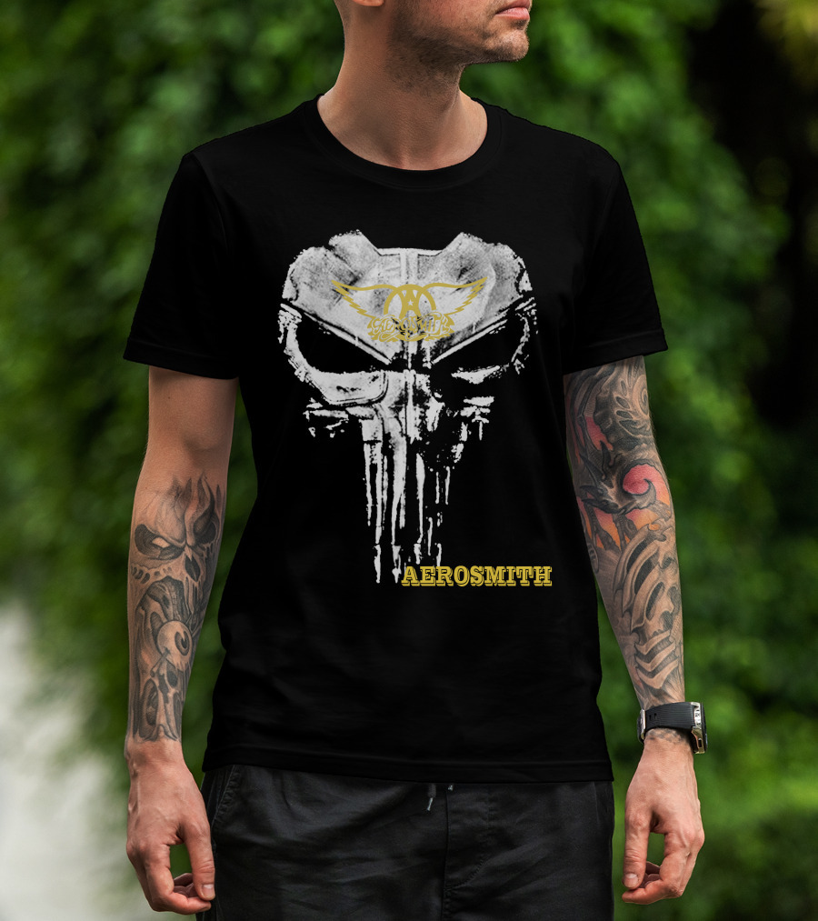 Aerosmith Skull Logo With Wings And Yellow T-Shirt