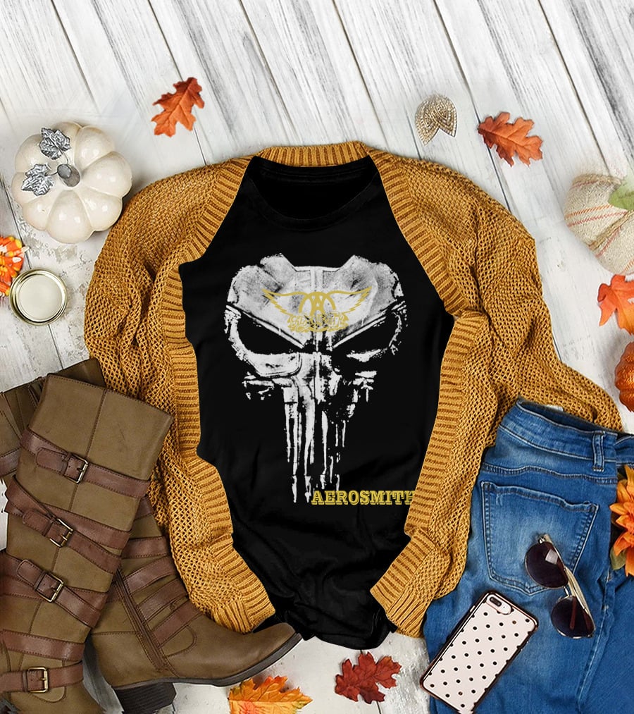 Aerosmith Skull Logo With Wings And Yellow T-Shirt