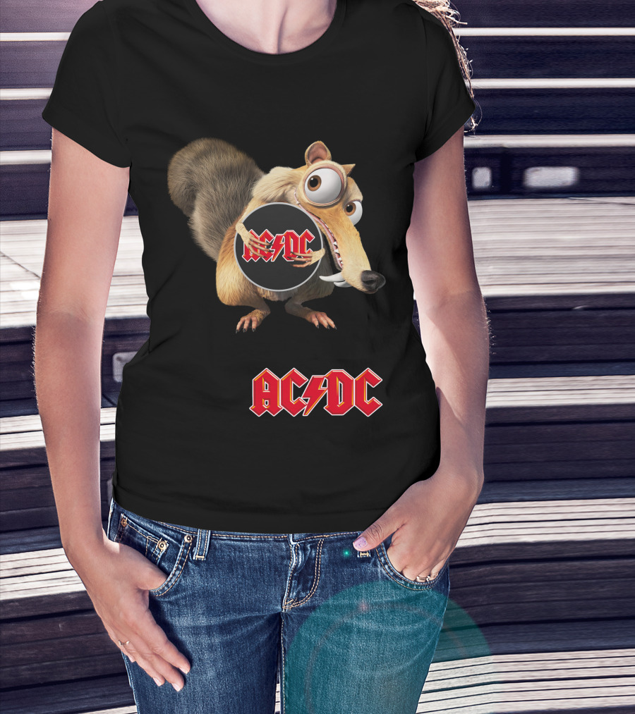 Ac/Dc 04 Ice Age Squirrel Holding T-Shirt