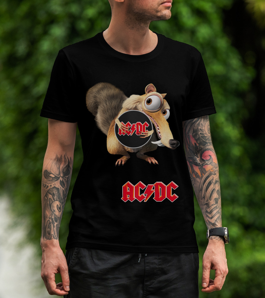 Ac/Dc 04 Ice Age Squirrel Holding T-Shirt