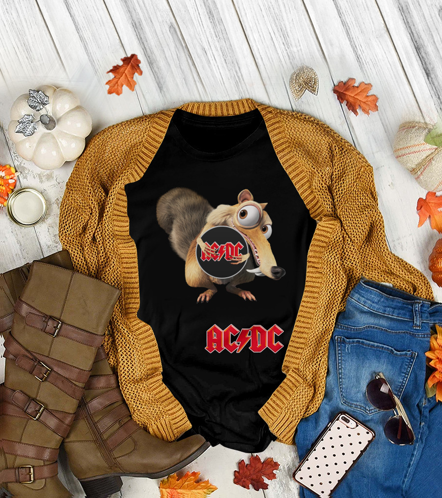 Ac/Dc 04 Ice Age Squirrel Holding T-Shirt