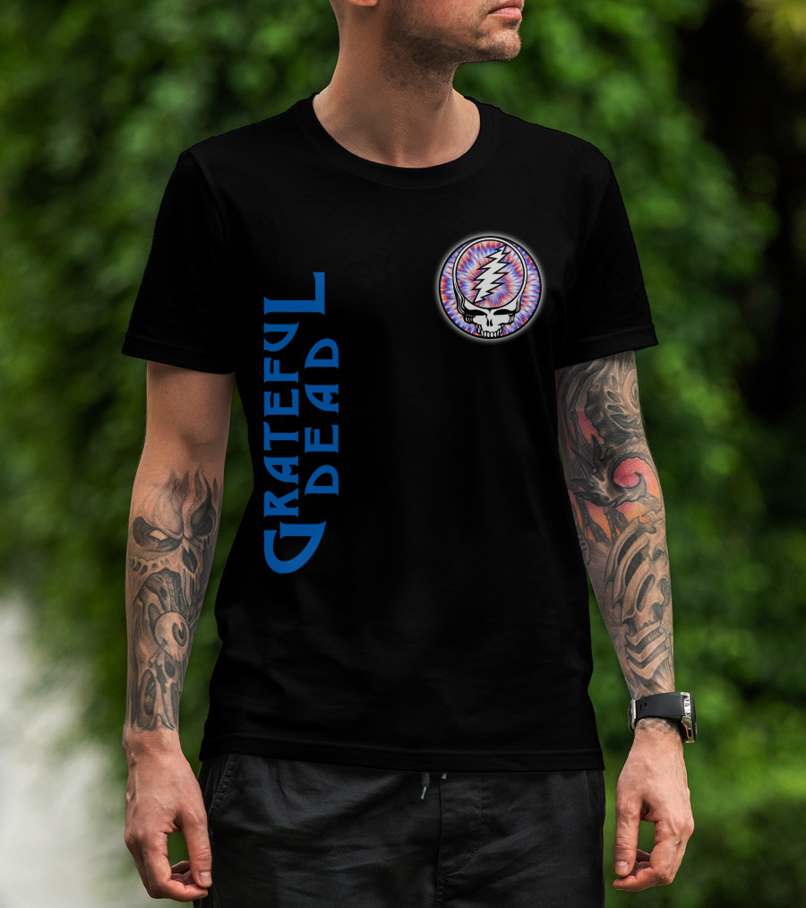 Grateful Dead Steal Your Face Skull With Lightning Bolt And Trippy Blue Letters T-Shirt