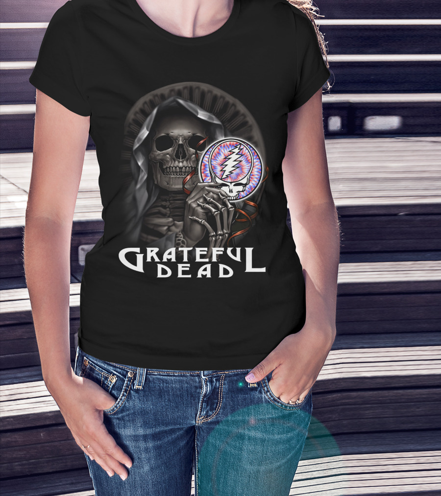 Grateful Dead Skeleton With Steal Your Face Symbol T-Shirt