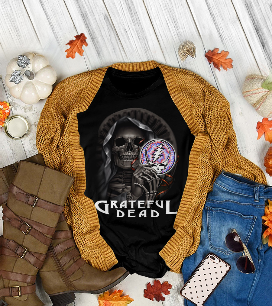 Grateful Dead Skeleton With Steal Your Face Symbol T-Shirt