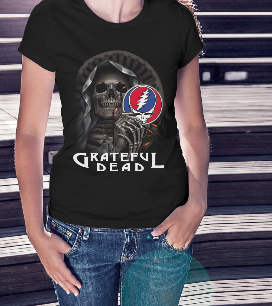 Grateful Dead Skeleton Holding Steal Your Face T-Shirt