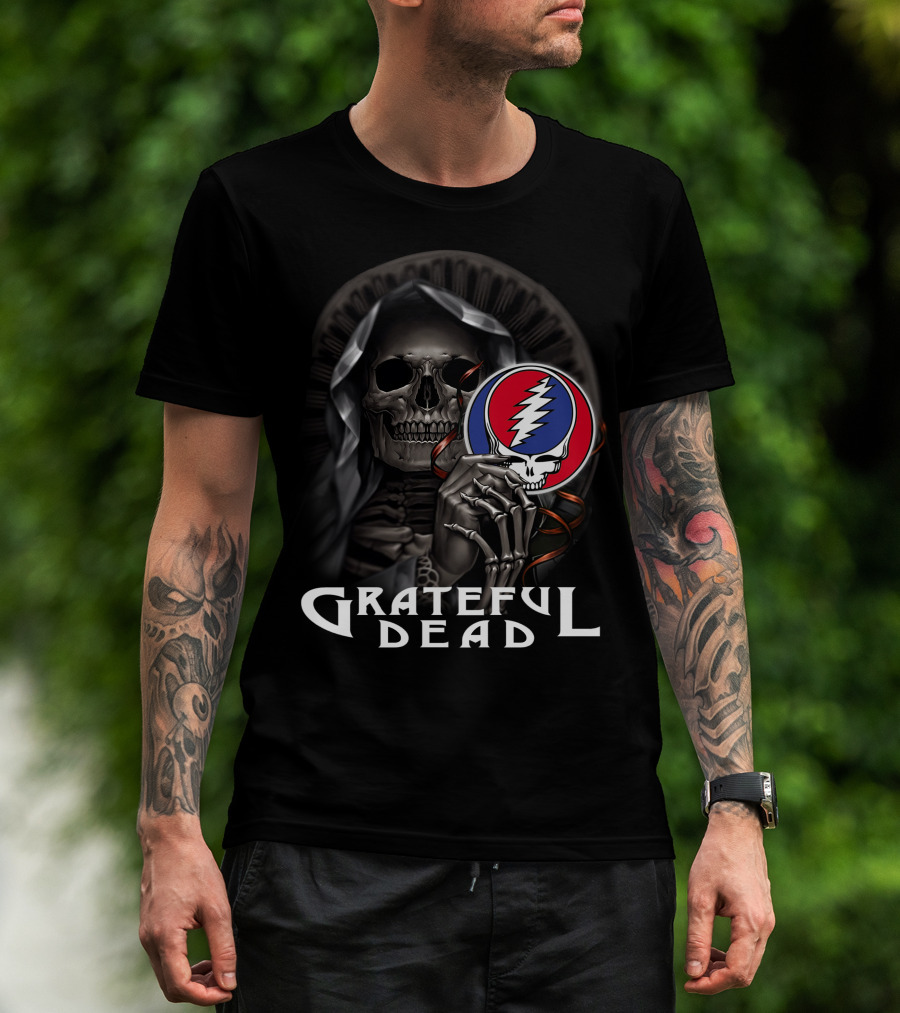 Grateful Dead Skeleton Holding Steal Your Face T-Shirt