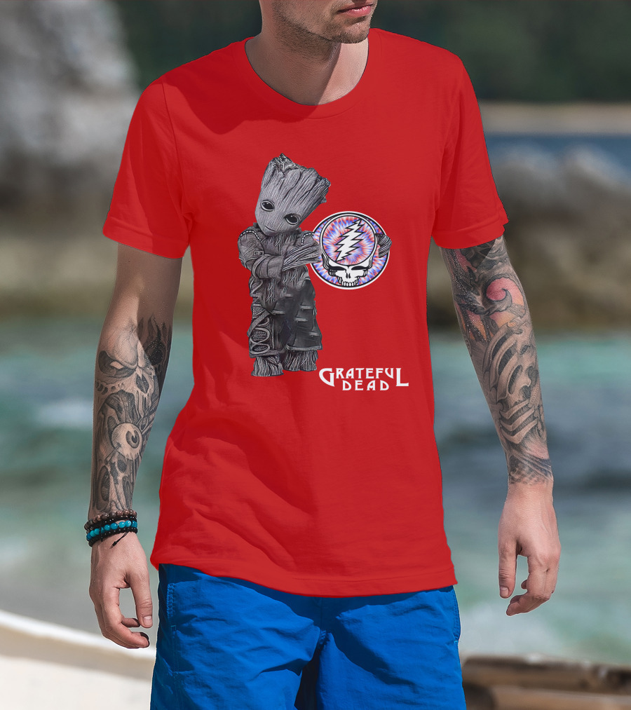 Grateful Dead 07 With Stylized Tree Character And Lightning Skull T-Shirt