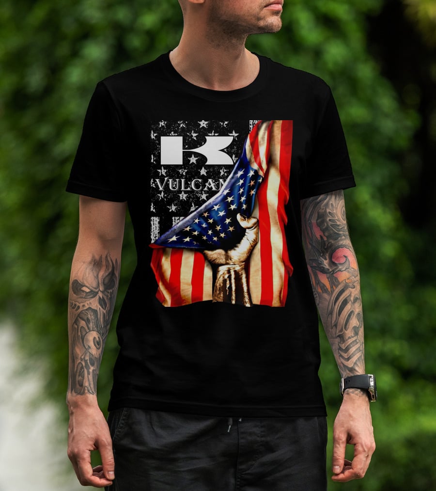 Vulcan Hand Gripping American Flag With Stars And Stripes T-Shirt