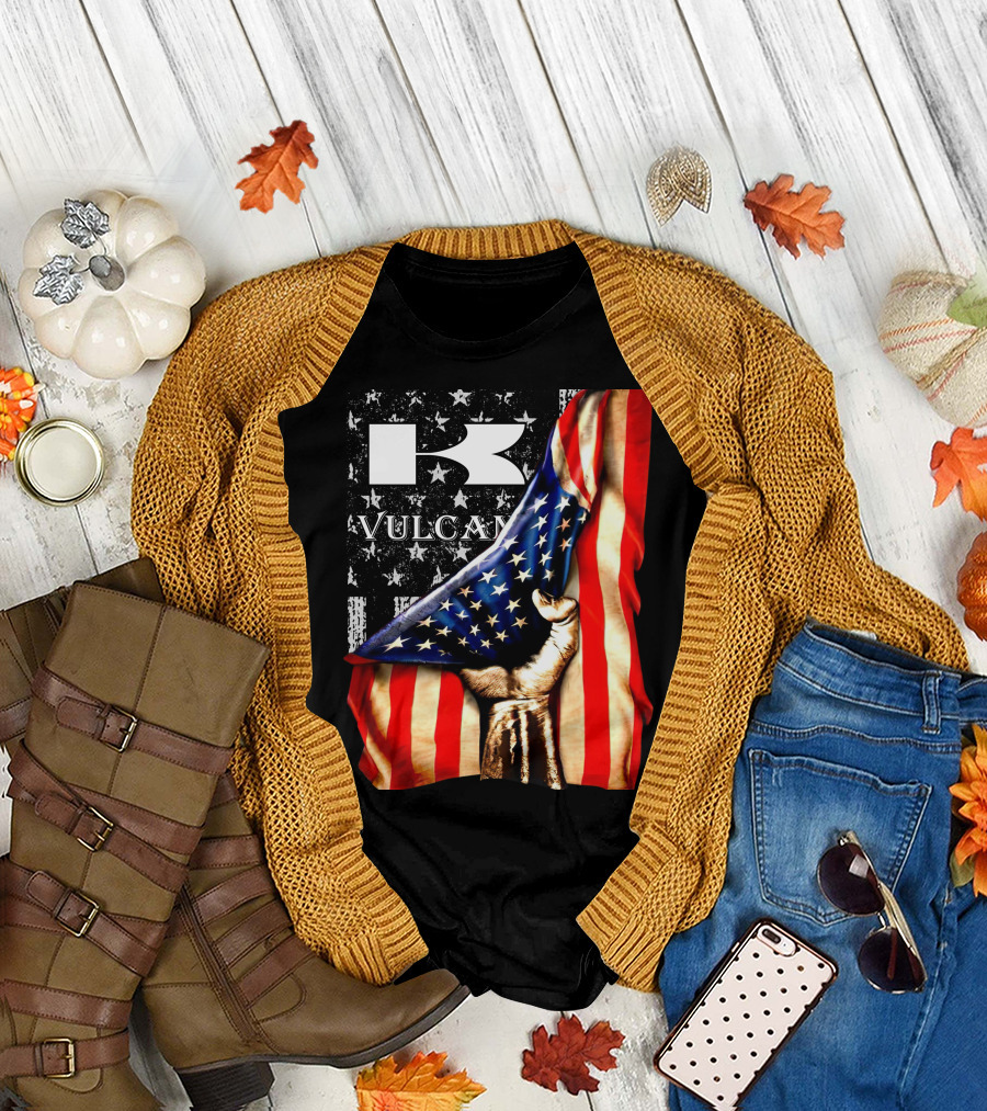 Vulcan Hand Gripping American Flag With Stars And Stripes T-Shirt