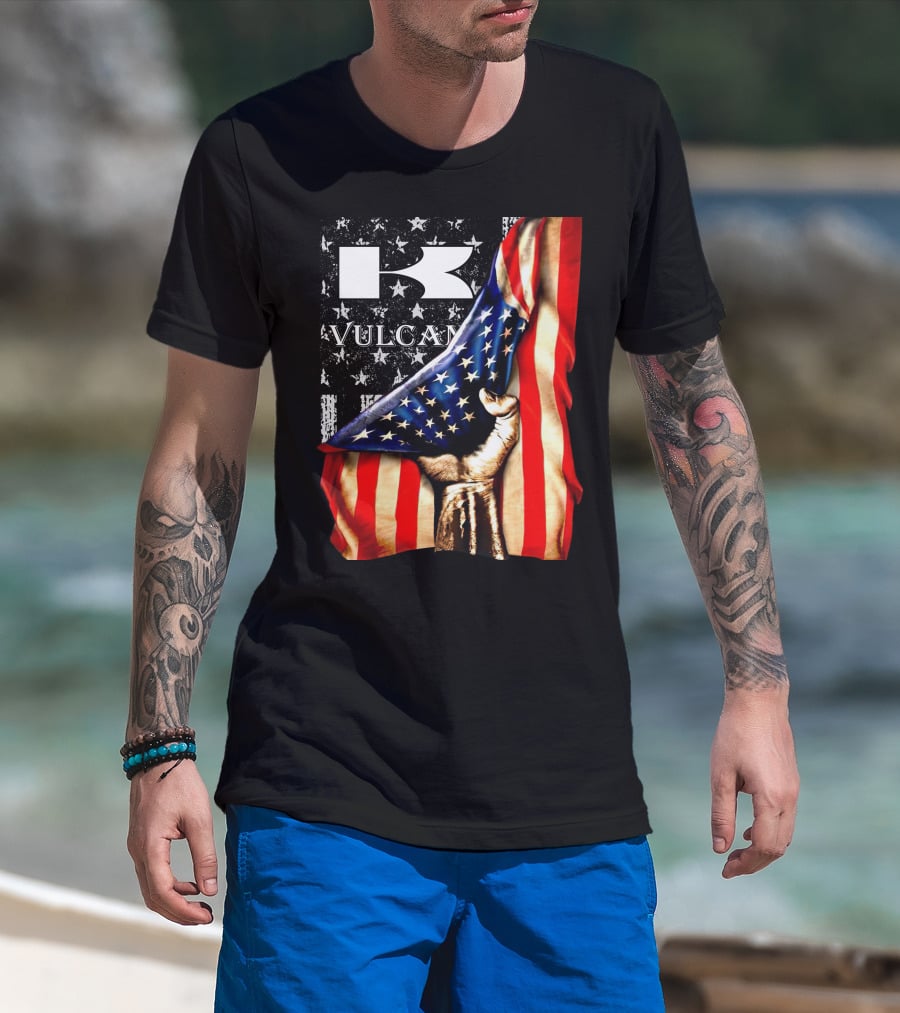 Vulcan Hand Gripping American Flag With Stars And Stripes T-Shirt