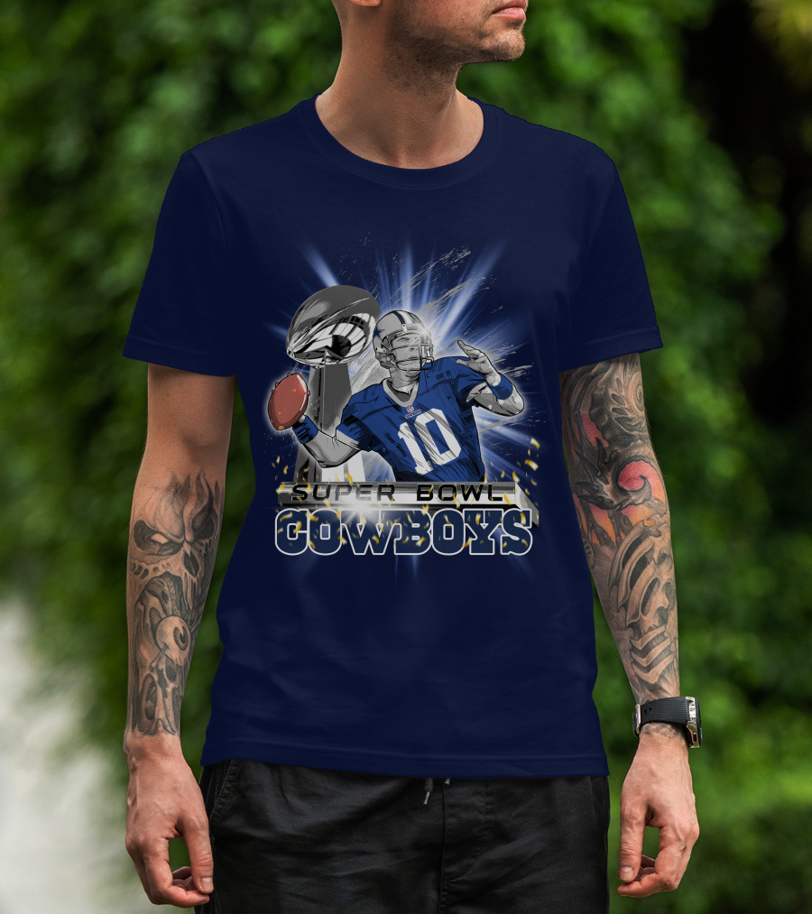 Super Bowl Cowboys Quarterback With Trophy T-Shirt