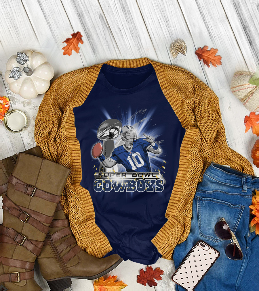 Super Bowl Cowboys Quarterback With Trophy T-Shirt