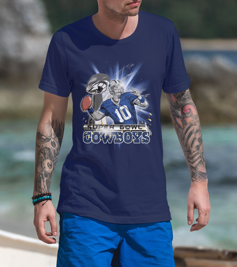 Super Bowl Cowboys Quarterback With Trophy T-Shirt