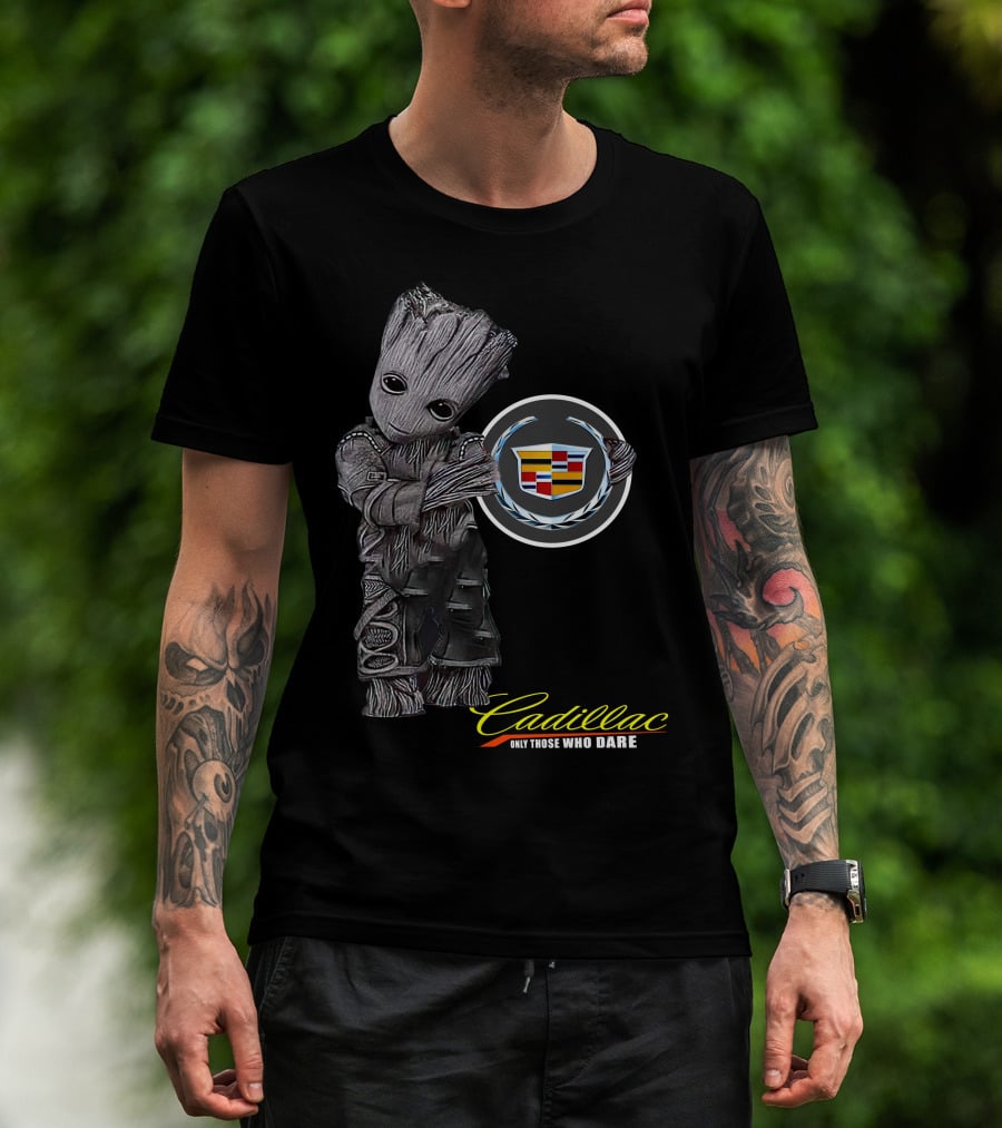 Cadillac Only Those Who Dare Groot Holding Badge T-Shirt