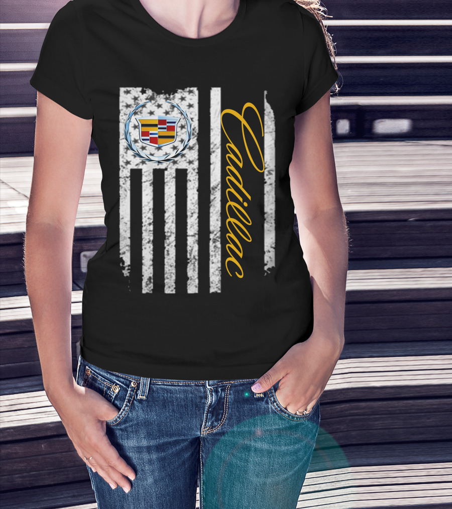 Cadillac Logo American Flag T-Shirt