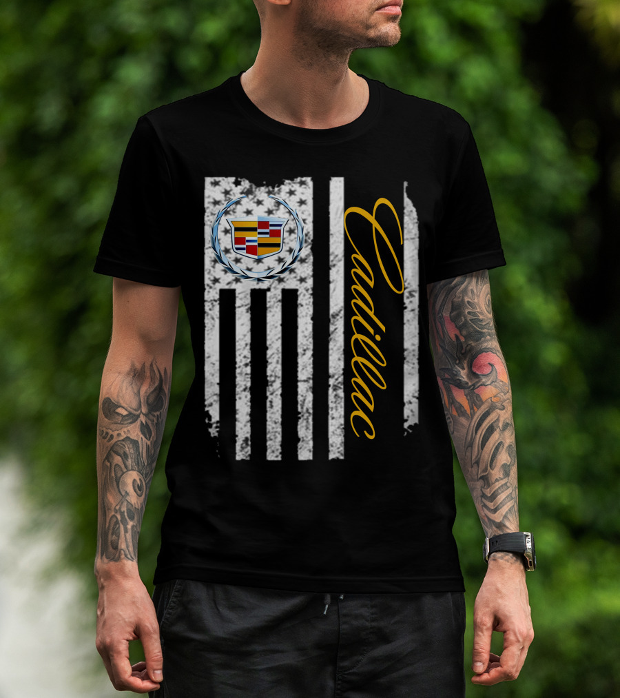 Cadillac Logo American Flag T-Shirt